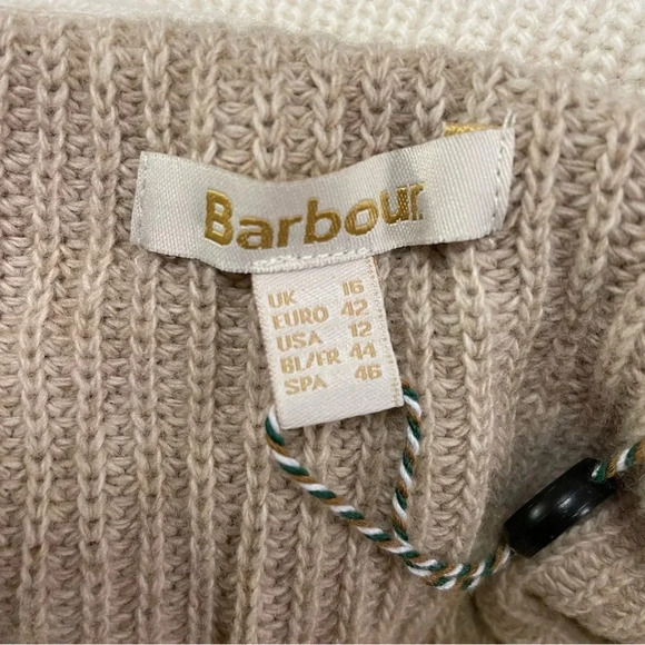 Barbour Two Tone Beige Cream Turtleneck Sweater Oversized US 12 - Picture 7 of 8